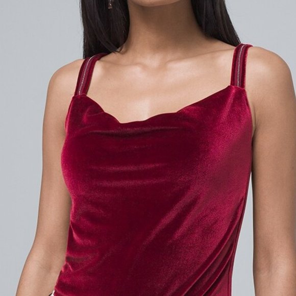 White house black market velvet burgundy cowl top - Picture 7 of 8